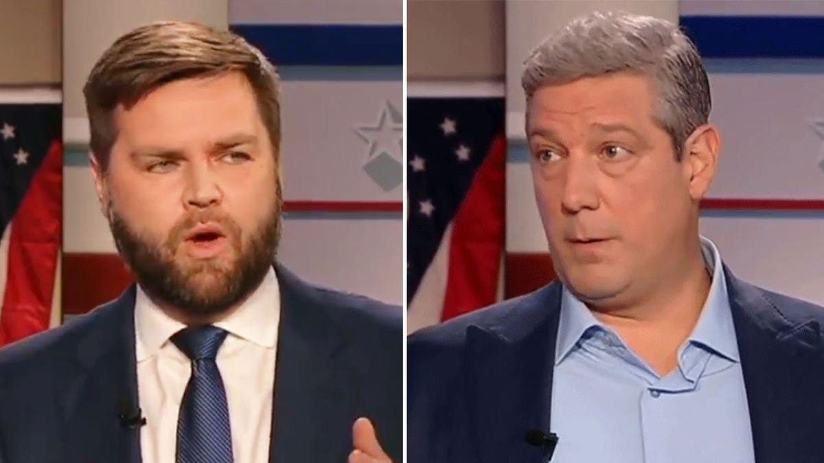 Tim Ryan and JD Vance during a debate