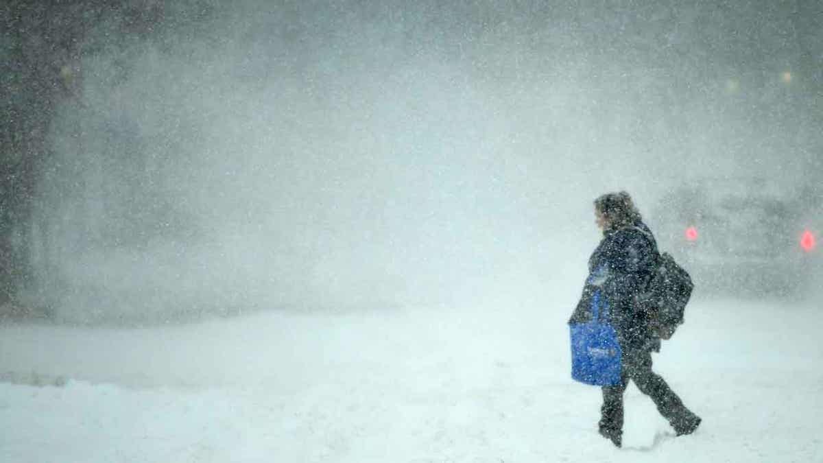 North Dakota woman in the snow