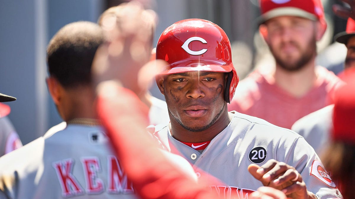Yasiel Puig with the Reds