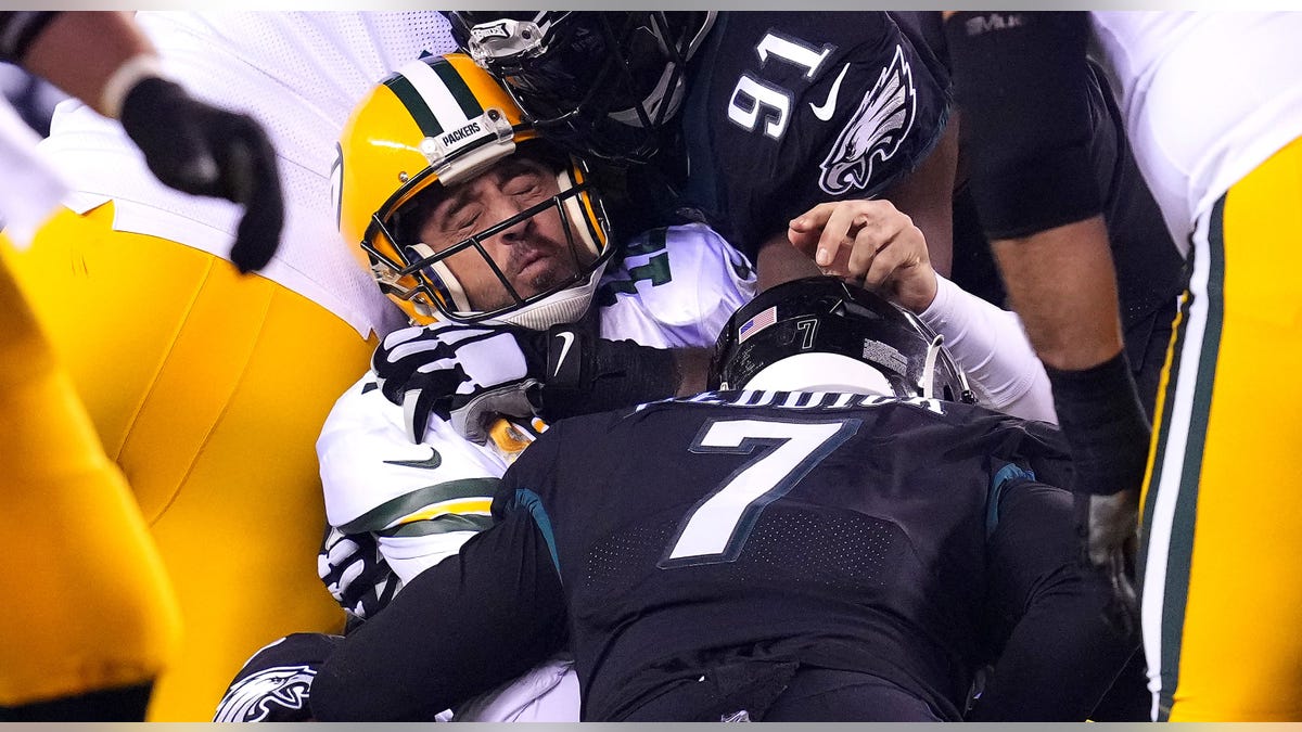 Aaron Rodgers being sacked