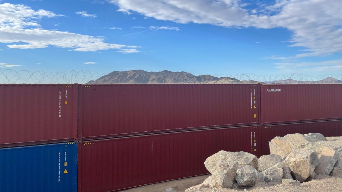 Shipping containers at border in Yuma