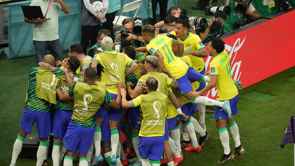 Brazil celebrates goal