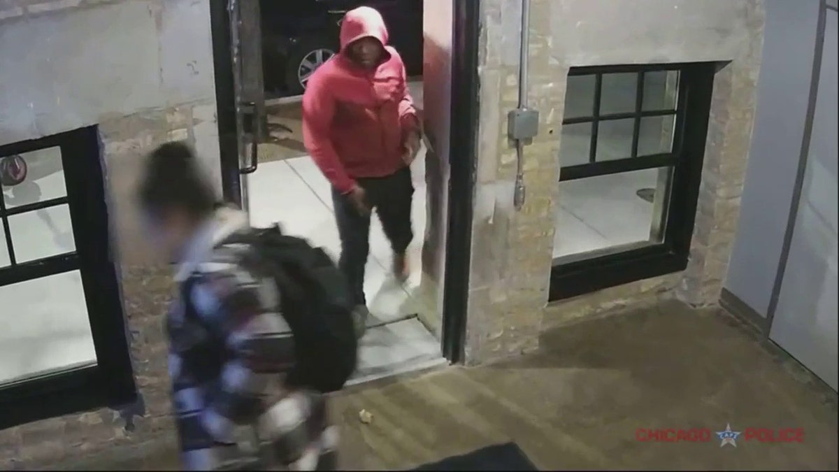 suspect following woman through door