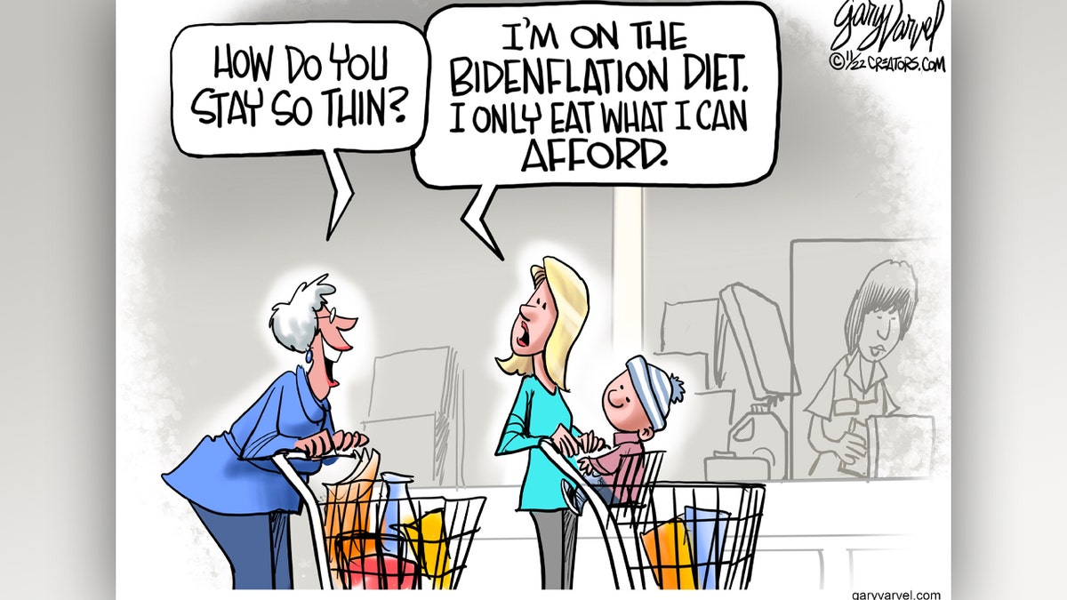 Political cartoon making fun of high prices under Biden