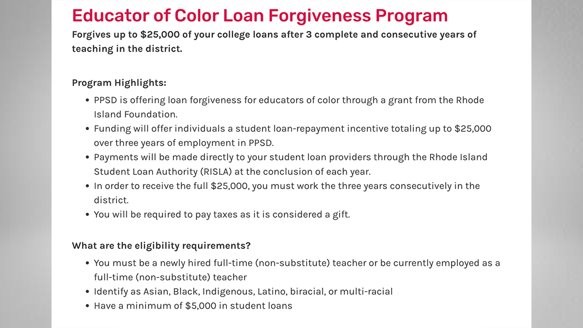loan forgiveness program for teachers of color in school district
