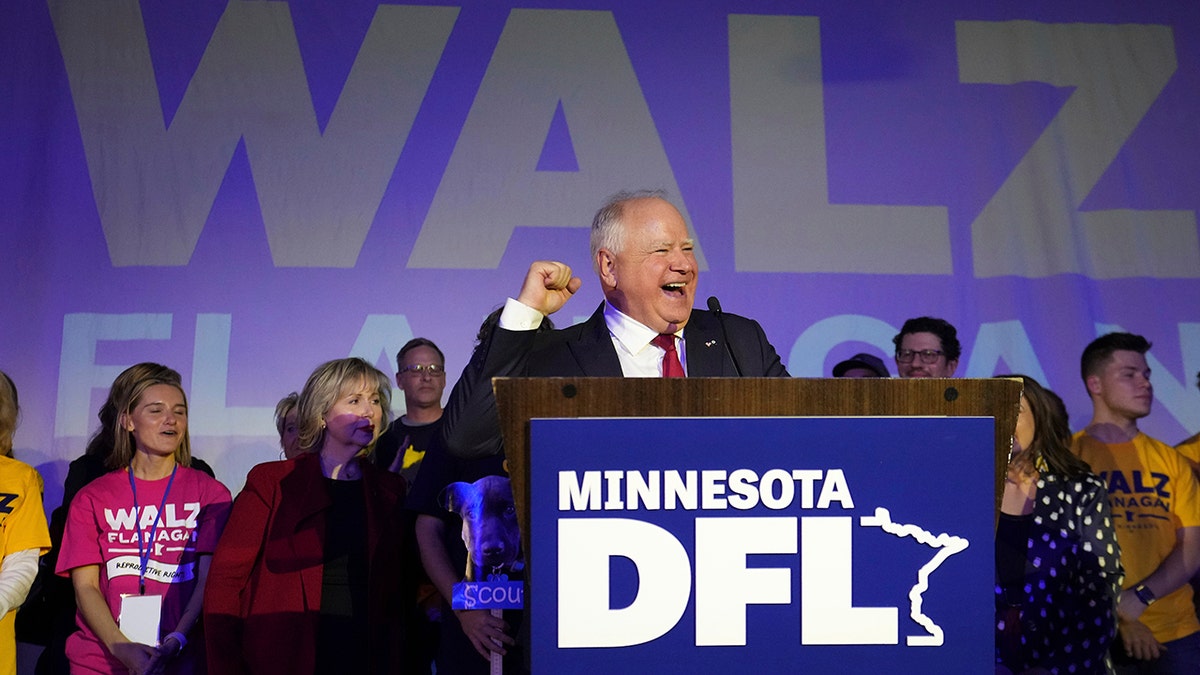 Minnesota Gov. Tim Walz celebrates win