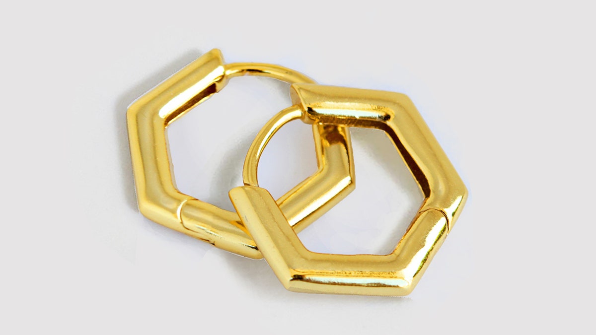 hexagon huggie earrings