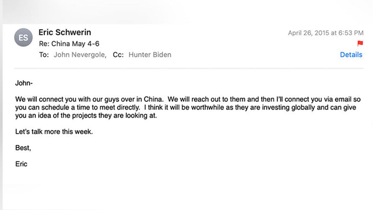 Eric Schwerin email to John Nevergole