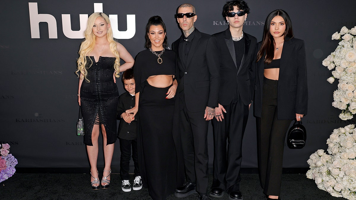 Kourtney Kardashian, Travis Barker and kids attend Hulu premiere