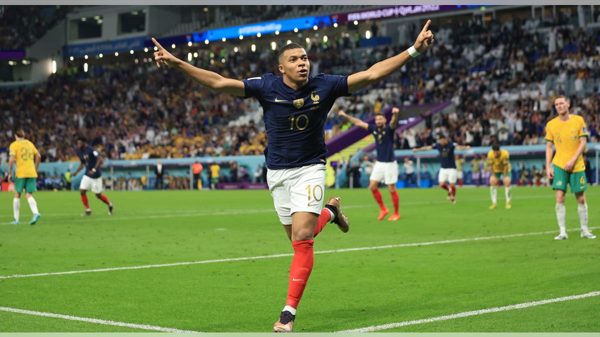 Kylian Mbappe celebrates goal