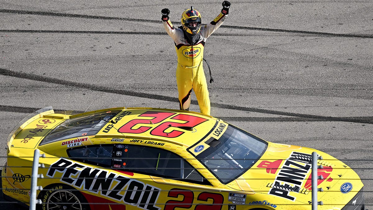 joey logano on car