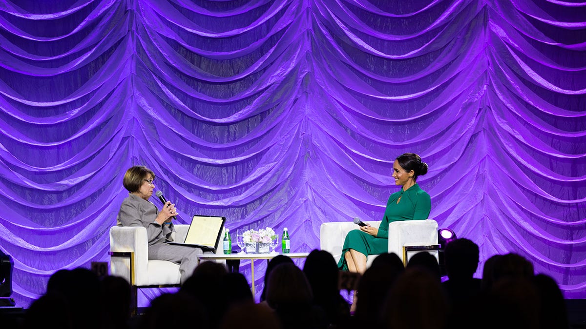 Meghan Markle speaking to Rabbi Sandy Sasso