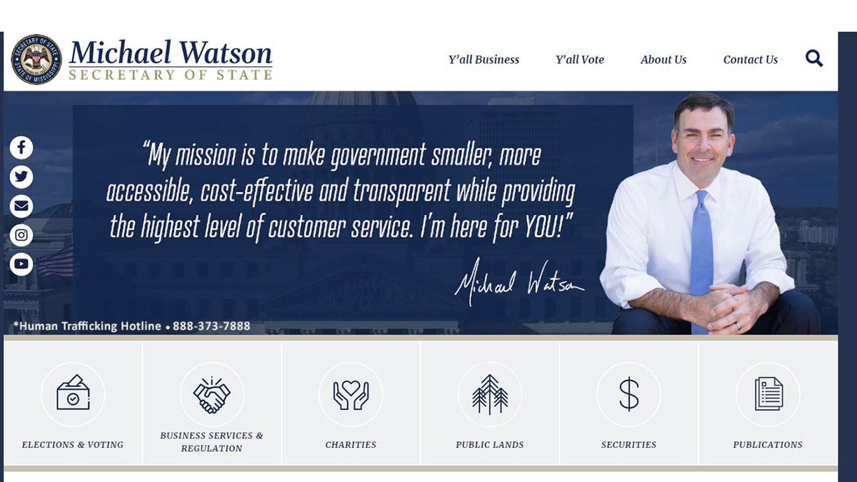 The Mississippi Secretary of State' office's homepage