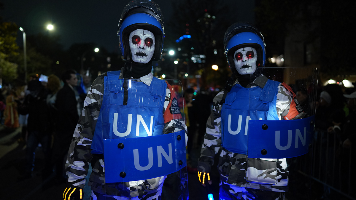 Costumed people at NYC Halloween parade