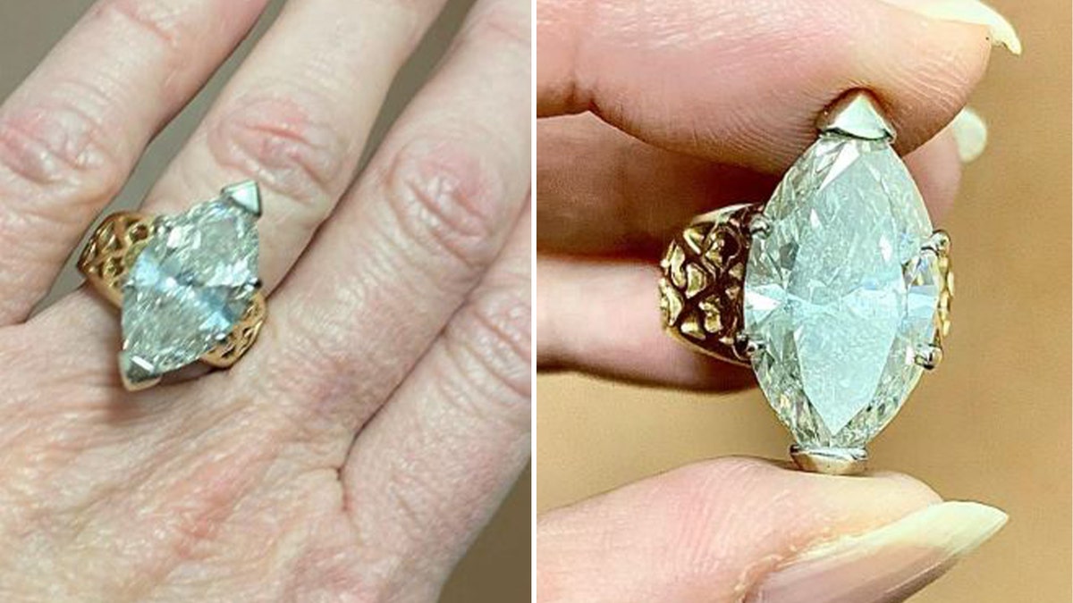 Pictures of a 9.56 carat diamond ring 