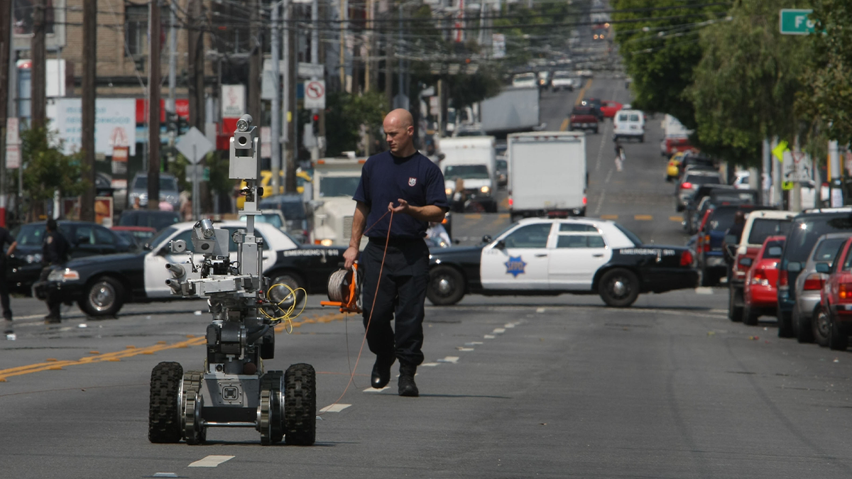 San Francisco bomb squad robot on street