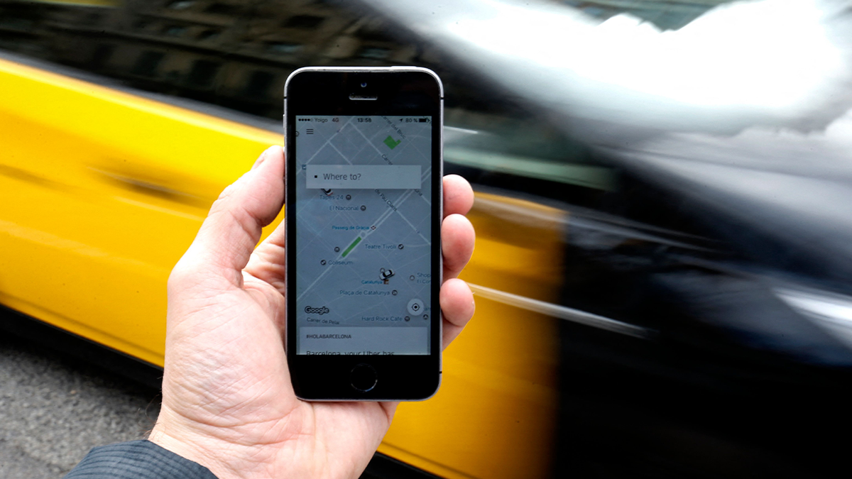 Uber app opened on phone