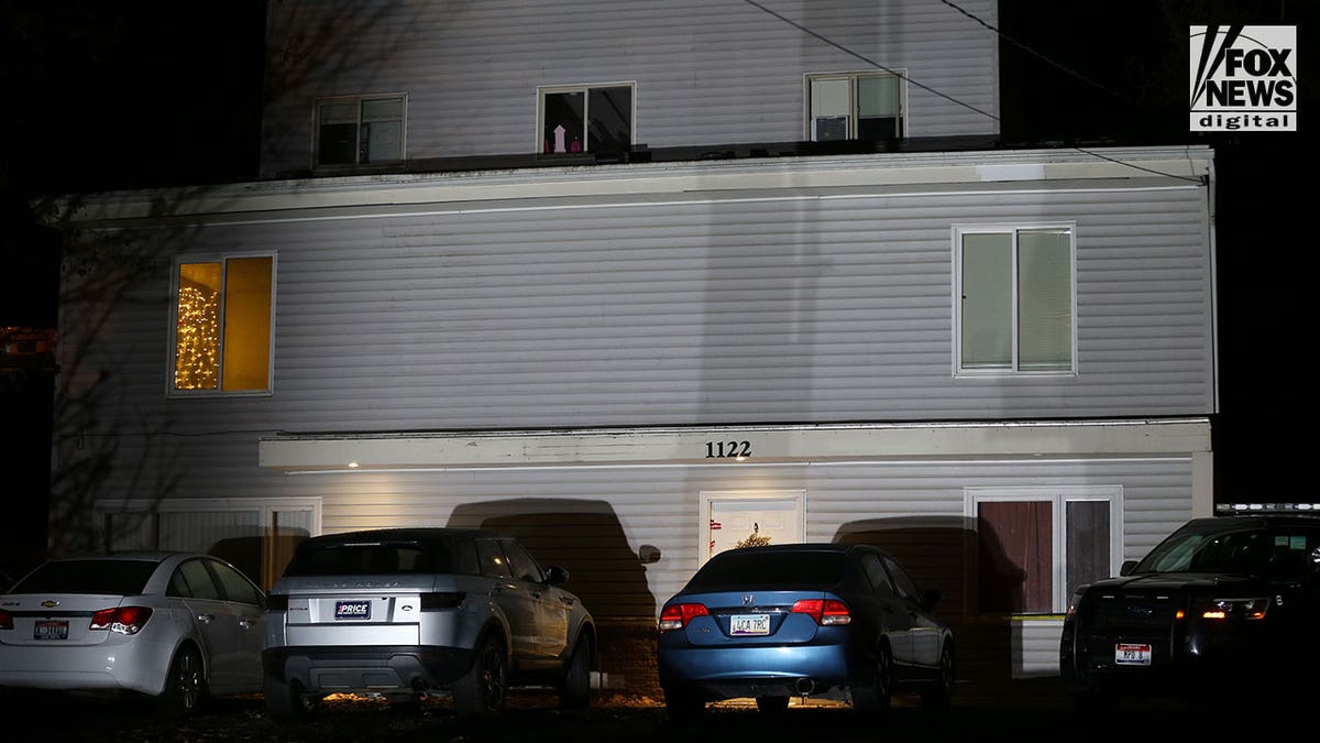 King Road home at night pictured before the victims' cars were towed out of the driveway