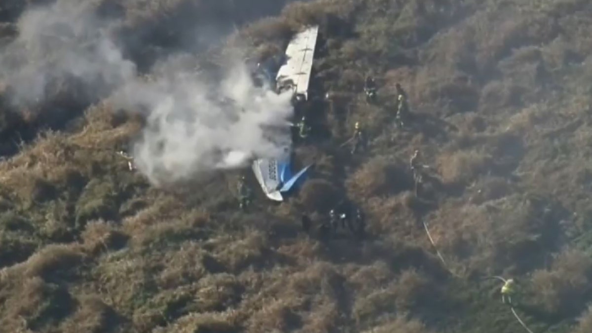 smoke rising from plane wreckage