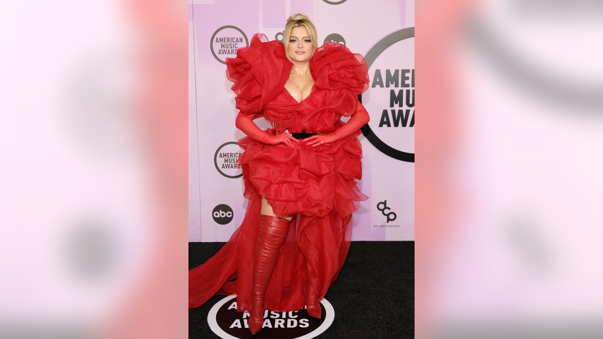 Bebe Rexha stuns in red couture dress at AMAs