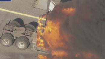 Big rig in California bursts into flames during police chase on freeway