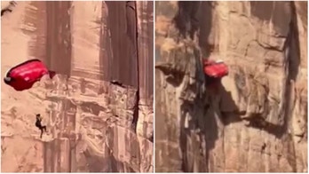 Utah BASE jumper slams into side of mountain, dangles in air after parachute catches on ledge