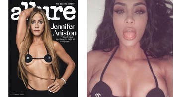 Jennifer Aniston’s Chanel vintage micro bikini for magazine cover also worn by Kim Kardashian