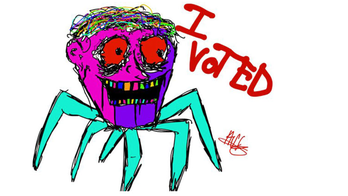 New York voters in one county rush to polls to get viral 'dystopian rainbow spider' voting sticker