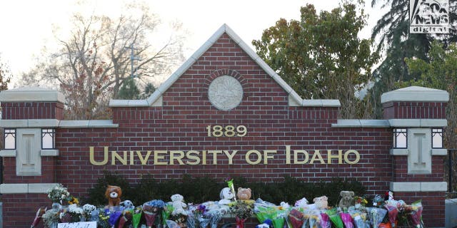 A memorial at the University of Idaho on Nov. 17, 2022, for the four students who were murdered in Moscow, Idaho, on Nov. 13.