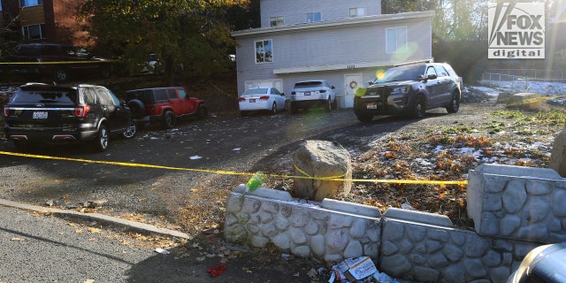 Trash is seen outside the house were four University of Idaho students were killed