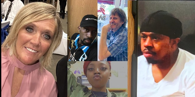 Other victims of the shooting. Clockwise: Kellie Pyle, Lorenzo Gamble, Randall Blevins, Brian Pendleton, and Tyneka Johnson. 