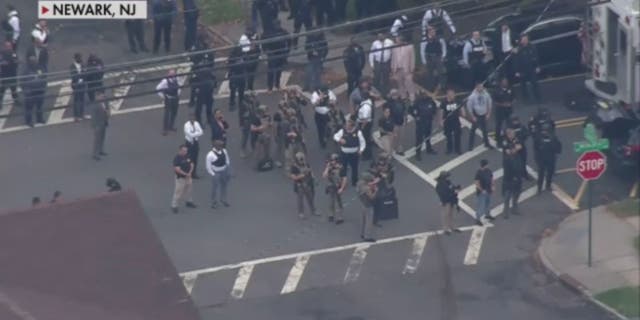 Aerial footage of police response to Newark shooting on Nov. 1, 2022.