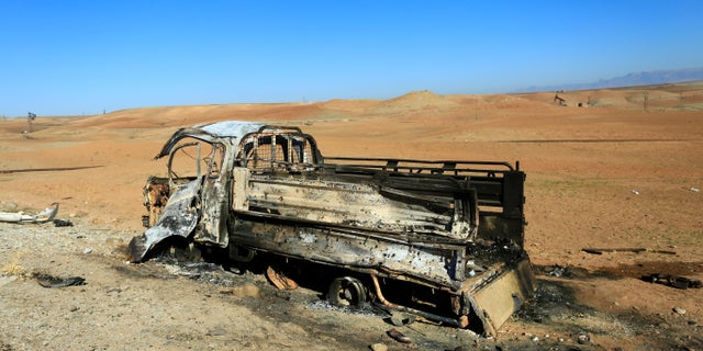 A view shows the aftermath of airstrikes, which Turkey's defense ministry says it carried out, in Derik, Syria, November 20, 2022.