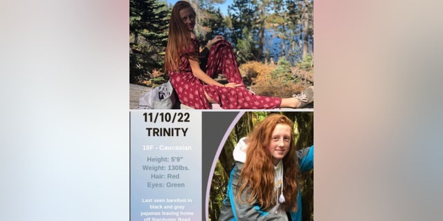 Missing California girl Trinity Backus is described as 5 feet, 9 inches, weighing 130 pounds with red hair and green eyes. 