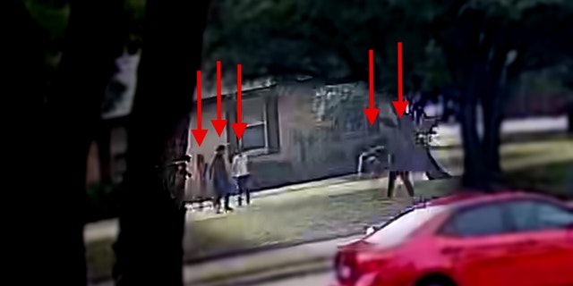 Images from the Dallas Police Department show three teen suspects racing from their car after a hit-and-run.