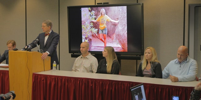 Gabby Petito's family is seen at a press conference in Salt Lake City, Utah, Thursday, November 3, 2022. The family is filing a wrongful death suit against Moab Police Department.
