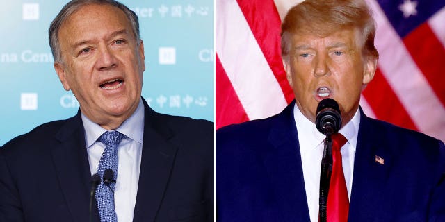Former Secretary of State Mike Pompeo, left, and former President Donald Trump, right.