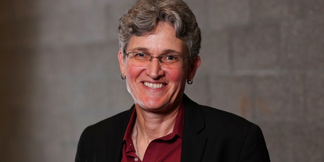 Democrat Jamie McLeod-Skinner poses after a debate with Lori Chavez DeRemer for the Oregon's 5th Congressional District at Lakeridge High School in Lake Oswego, Ore., on Oct. 17, 2022.