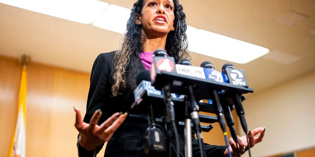 San Francisco District Attorney Brooke Jenkins speaks with reporters in San Francisco Superior Court on Tuesday, Nov. 1, 2022, in San Francisco. 