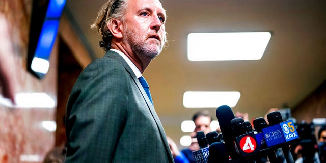 San Francisco Deputy Public Defender Adam Lipson, attorney for David DePape, who is accused of attacking House Speaker Nancy Pelosi's husband Paul Pelosi, speaks with reporters at San Francisco Superior Court Tuesday, Nov. 1, 2022, in San Francisco. 