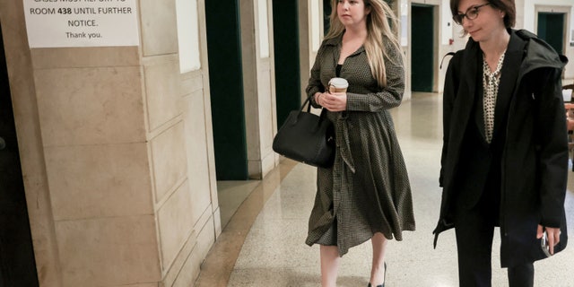 Publicist Haleigh Breest walks outside court earlier this month.