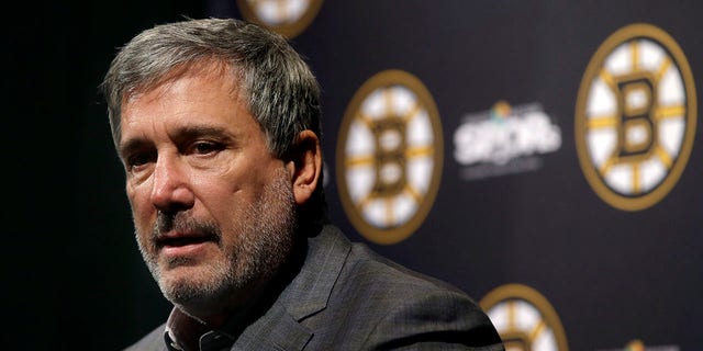 Boston Bruins President Cam Neely speaks to reporters during the hockey teams end-of-season news conference, Tuesday, June 18, 2019, in Boston. Neely said Monday, Nov. 7, 2022,  the team "dropped the ball" with its internal vetting of Mitchell Miller, ultimately leading to the decision to rescind its contract offer to the defenseman. 