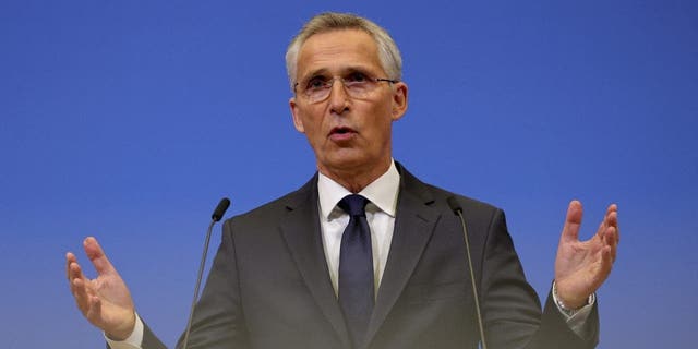 NATO Secretary General Jens Stoltenberg speaks at the NATO headquarters, Wednesday, Nov. 16, 2022 in Brussels. Ambassadors from the 30 NATO nations gathered in Brussels Wednesday for emergency talks after Poland said that a Russian-made missile fell on its territory, killing two people.