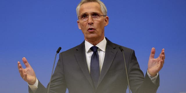 NATO Secretary General Jens Stoltenberg speaks at NATO headquarters, Wednesday, November 16, 2022, in Brussels. Ambassadors from the 30 NATO nations met in Brussels on Wednesday for emergency talks after Poland said a Russian-made missile landed on its territory, killing two people.