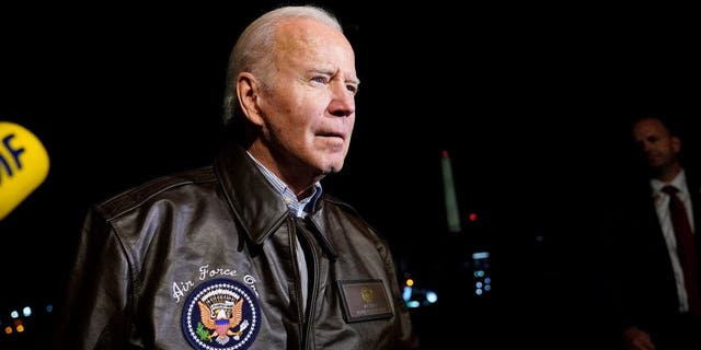 President Biden talks with reporters on the South Lawn of the White House in Washington, Thursday, Nov. 17, 2022, as he returns from his overseas trip to Asia.