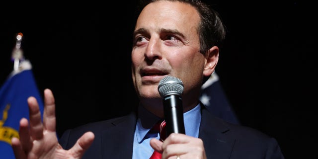 Republican Senate candidate from Nevada Adam Laxalt speaks at a Republican midterm election night party at the Red Rock Casino on November 8, 2022 in Las Vegas.