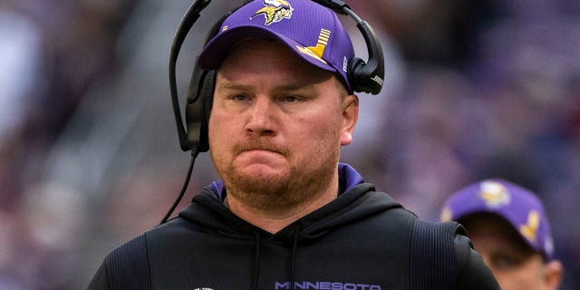 Minnesota Vikings co-defensive coordinator Adam Zimmer takes the field before the game against the Chicago Bears at U.S. Bank Stadium on Jan. 9, 2022 in Minneapolis.