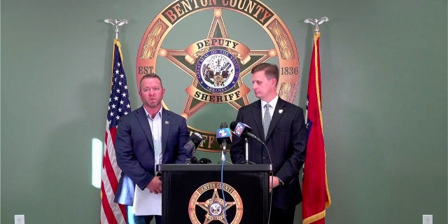 Benton County Sheriff Shawn Holloway and Prosecuting Attorney Nathan Smith announced the gruesome discovery of the bodies of Ashley Bush and her unborn daughter at a news briefing on Thursday, Nov. 3, 2021.