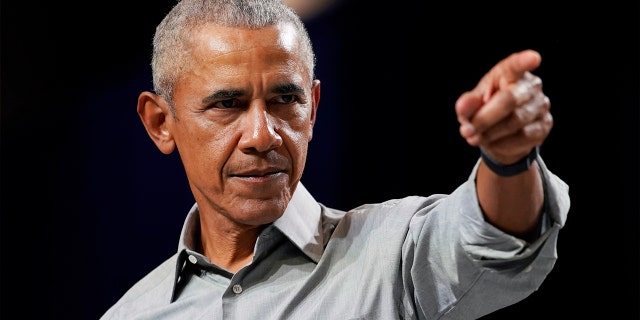 Former President Barack Obama campaigns for Nevada Democratic candidates at a rally Tuesday, Nov. 1, 2022, in North Las Vegas, Nevada. 