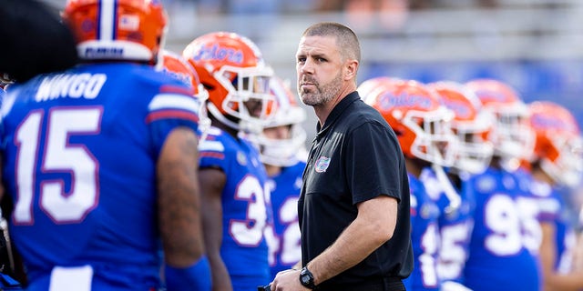 Head coach Billy Napier of the Florida Gators before the start of a game against the South Carolina Gamecocks at Ben Hill Griffin Stadium on Nov. 12, 2022, in Gainesville.